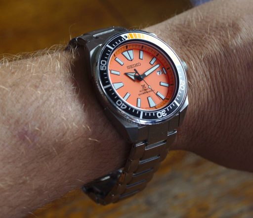 Seiko SRPC07 Orange Samurai Review - Wrist Shot