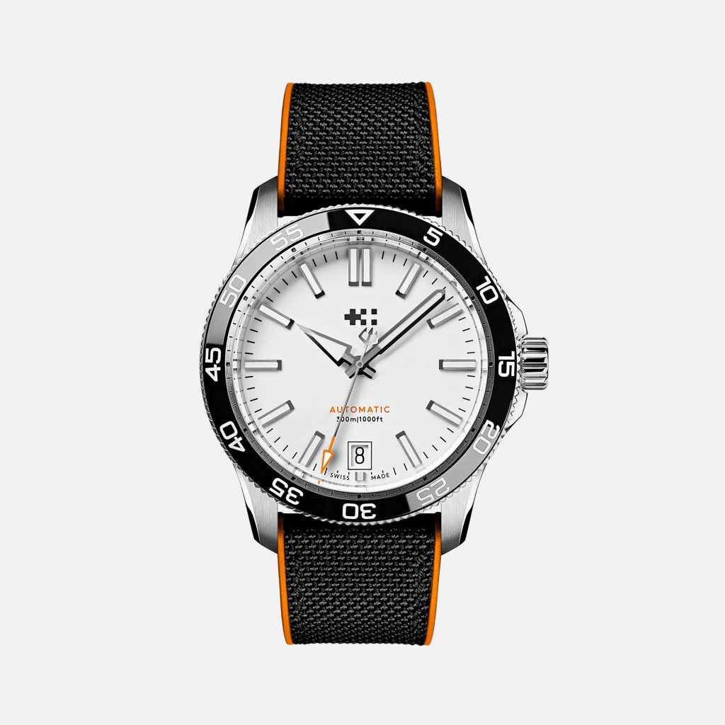 Stock photo showing the white dialed Christopher Ward C60 Trident Pro 300 dive watch