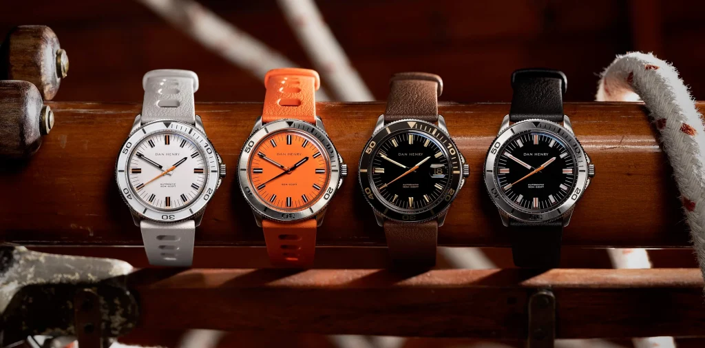 Stock photo showing the 4 different style variations of the 1975 Skin Diver